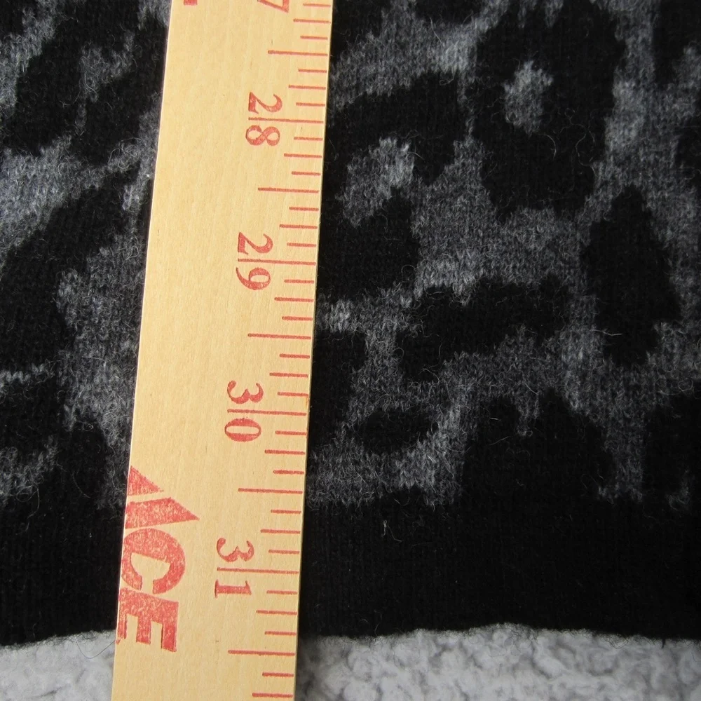 Womens Cardigan size S Wool Blend Long‎  Black/Grey Leopard 1 Button cozy  Italy